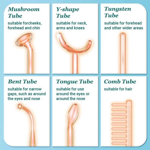 High Frequency Facial Wand - UUPAS Portable Handheld High Frequency Facial Machine with 6 Different Orange Tubes for Face/Hair/Body Home Use Device