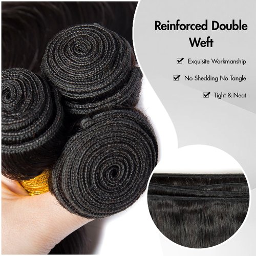 Body Wave Bundles Human Hair 14A Unprocessed Raw Remy Brazilian Virgin Hair Extensions Sew in Quick Weave Natural Black 3 Bundles 16 18 20 inch 1b