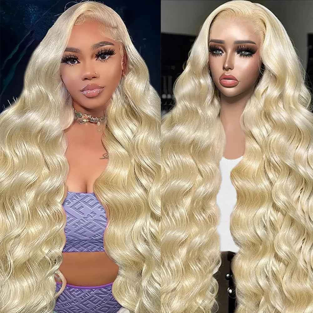 KEGOO 30 Inch 613 Lace Front Wig Human Hair 200% Density Blonde Wig Human Hair 13x6 Body Wave HD Lace Front Wigs Human Hair Pre Plucked Glueless Blonde Human hair Wig