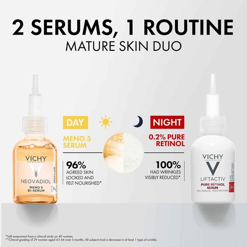 Vichy LiftActiv Pure Retinol Serum for Face Vichy Neovadiol Serum for Peri and Post Menopause, Anti Aging Serum to Reduce Wrinkles and Dark Spots