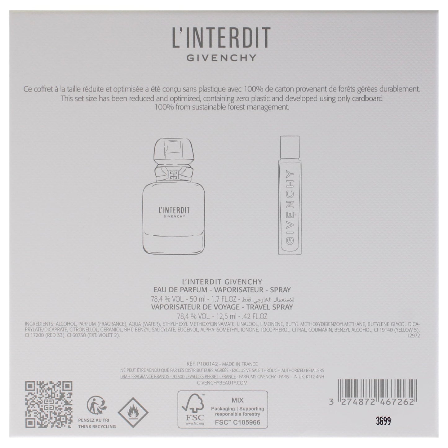 Givenchy LInterdit for Women - 2 Pc Gift Set 1.7oz EDP Spray, 0.42oz EDP Spray