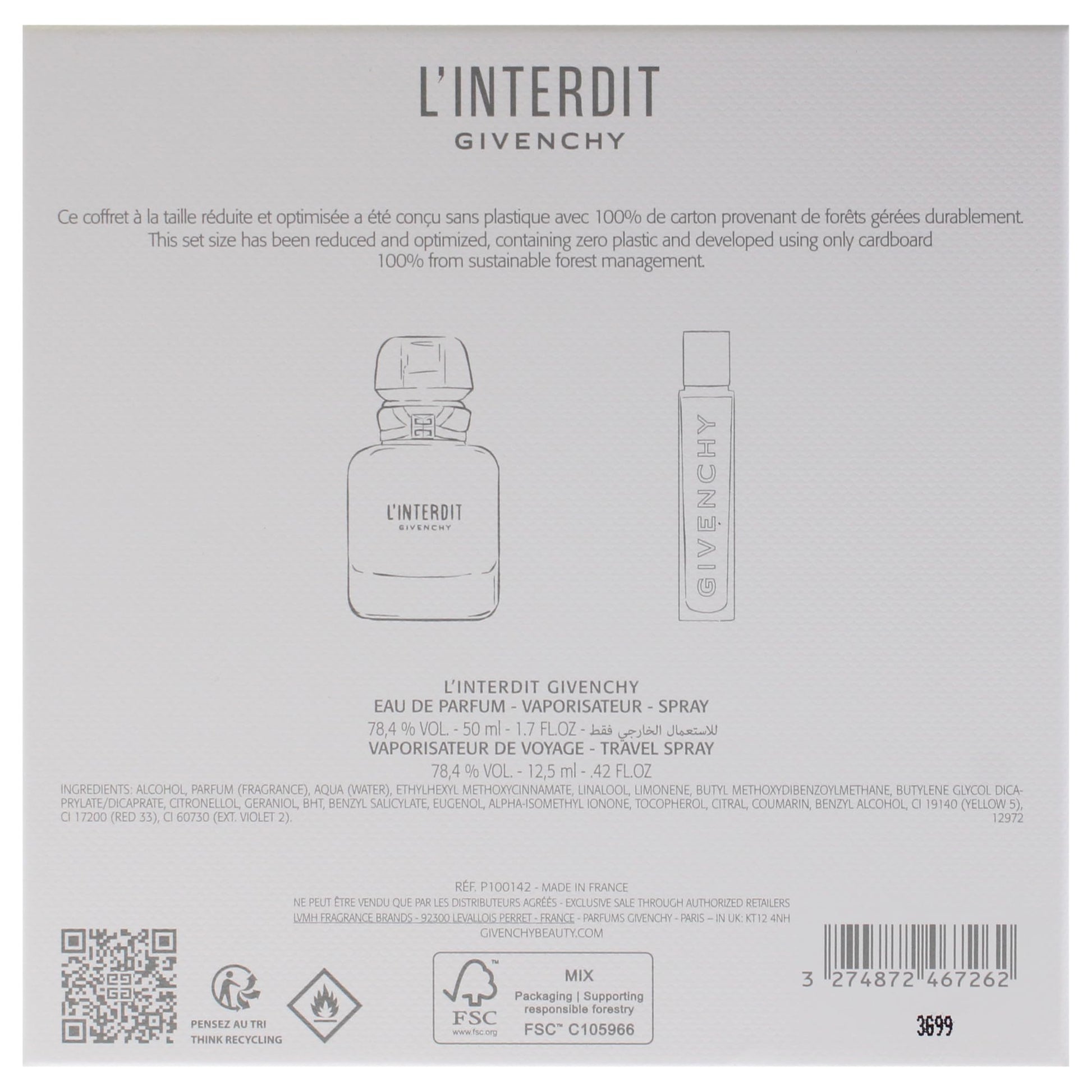 Givenchy LInterdit for Women - 2 Pc Gift Set 1.7oz EDP Spray, 0.42oz EDP Spray