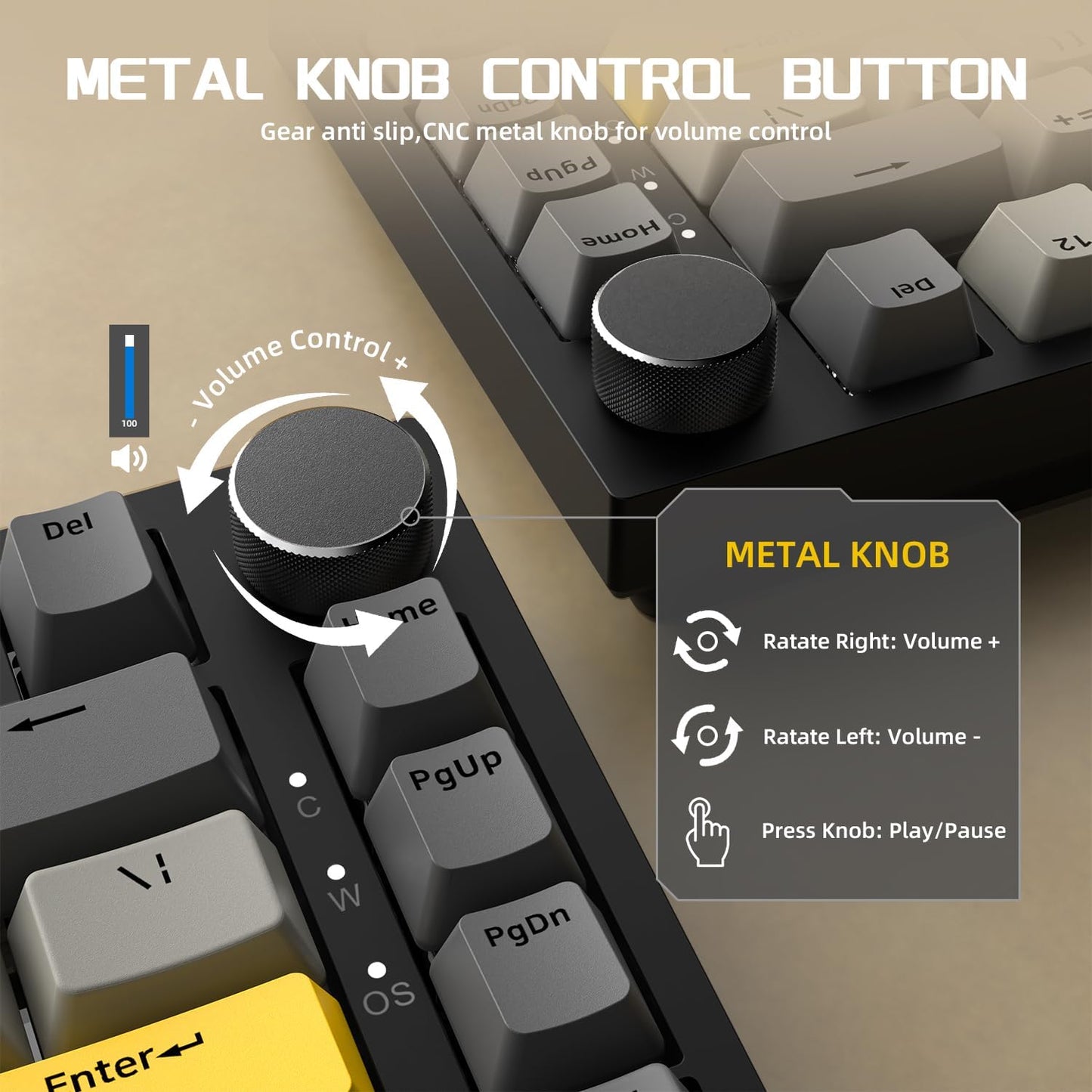 Attack Shark ajazz AK820 Pro 75% Mechanical Keyboard and Coiled Cable Hot Swappable Wireless 2.4GHz/Bluetooth/Wired TFT Screen & Knob Flying Fish Switch RGB Gasket Mount Custom Keyboard-Black