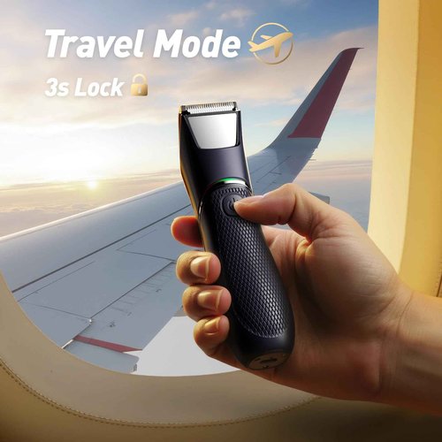 LGTGH Body Hair Trimmer for Men: Pubic Hair Trimmer with Mirror & LED Light - Electric Ball Shavers with Ceramic Blades & Travel Lock - Body Groomer IPX7 Waterproof Use for Groin/Chest/Legs