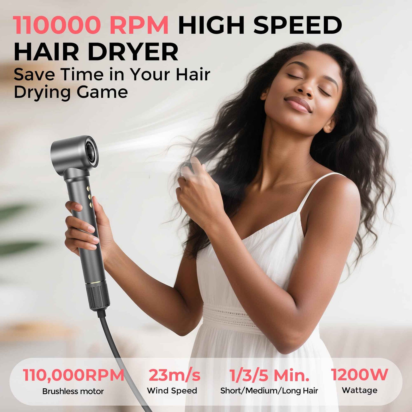5 in 1 Hair Styler&Hair Dryer Brush,High-Speed Frizz-Free Blow Dryer,Ionic Fast Drying Hot Air Brush Air Styler Wrap, Auto Wrap Curler, Multi Styler Tools-Curl,Volumize, Straighten,Ideal Gift