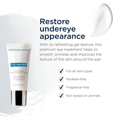 ALPHASCIENCE Eye Matrix - Eye Treatment Gel - Hydrating & Smoothing - Rich Formula for Dark Circles, Puffiness, Wrinkles & Fine Lines - Fragrance & Preservative-Free - 15 ml / 0.50 fl. oz.