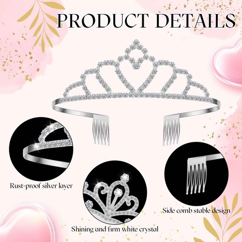 Riceshoot 50 Pcs Tiaras Crowns Bulk for Women Crystal Princess Tiara Queen Rhinestone Crown with Comb Bridal Wedding Headband for Women Prom Birthday Party Hair Accessory(Silver,Classic Style)