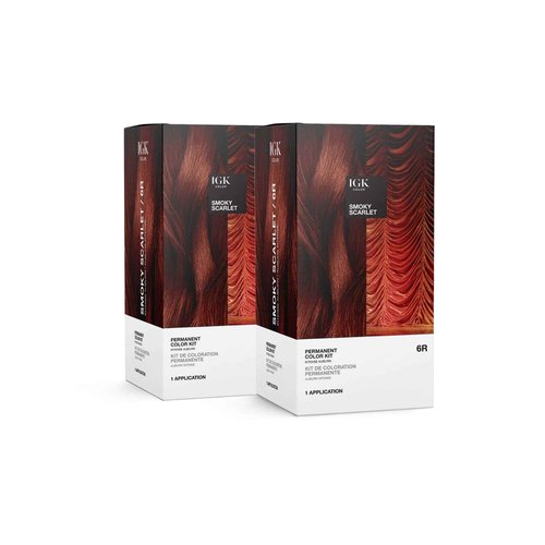 IGK Permanent Hair Color Kit | 6R Smoky Scarlet - Intense Auburn | 100% Gray Color Coverage + Strengthen + Shine | Ammonia Free