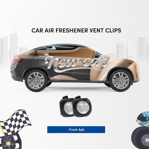 Car Air Freshener Vent Clips, 8 Pack, Provides Long-Lasting Scent, Up to 240 Days, Odor Eliminator (New Car Scent)