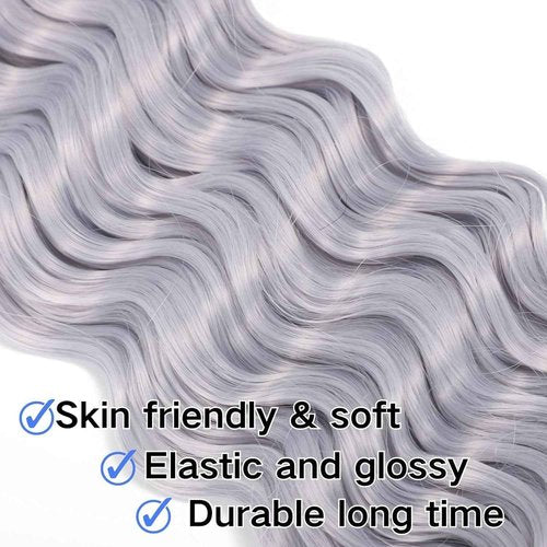 Ubinica Grey Deep Wave Braiding Human Hair 2 Bundles Total 100g 18 Inch Deep Wave Bulk Braiding Hair for Boho Braids