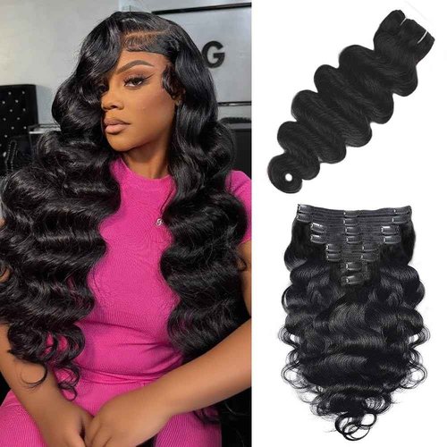 Body Wave Clip In Hair Extensions Real Human Hair Clip Ins For Women 24 Inch Remy Human Hair Extensions Clip Ins 8 Pcs With 18 Clips 120g Natural Black