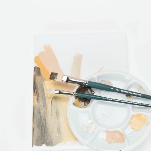 Creative Mark Imperial Professional Chungking Hog Bristle Brush - Assorted Styles Set of 10, Handmade Long Handle Oil Paint Brushes for Artists, Nickel