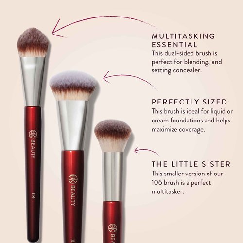 BK Beauty Core Complexion Trio Makeup Brushes Set (3PC) – Foundation, Concealer, and Blending Brushes for Liquid, Cream & Powder – Vegan, Cruelty-Free, Ultra-Soft Face Makeup Brushes