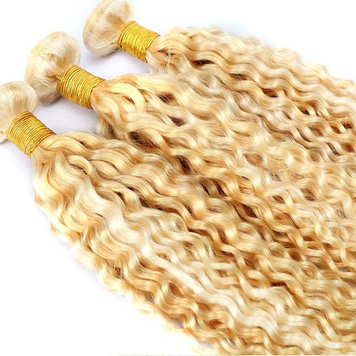 613 Human Hair Bundles Blonde Kinky Curly Bundles 613/27 Human Hair Bundle 20 22 24 inch Honey Blonde Bundle 300g