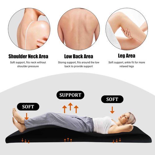 BALAPET Ergonomic Curvy Foam Massage Bed Mattress Topper, 70" x 28", Black, Supportive Massage Table Mattress Pad, Non-Slip Lash Bed Cushion, Velvet Cover, Easy Clean, Adult, Hypoallergenic