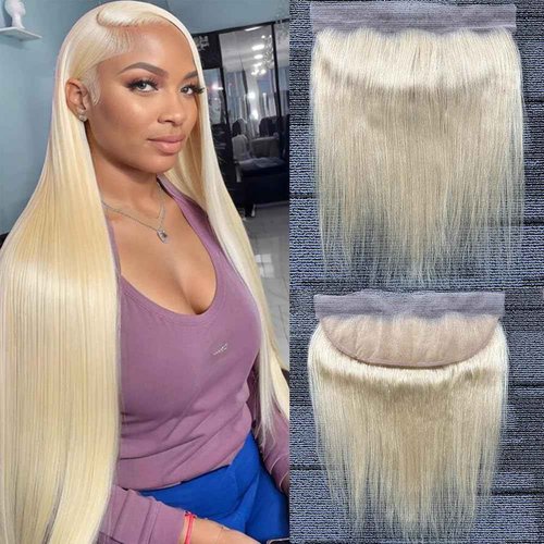 613 13x4 Hd Lace Closure 20 Inch 12A Brazilian Virgin Remy Hair Free Part 13x4 613 Hd Transparent Ear To Ear Blonde Frontal Human Hair For Women Pre Plucked With Baby Hair 100% Russian Virgin Hair
