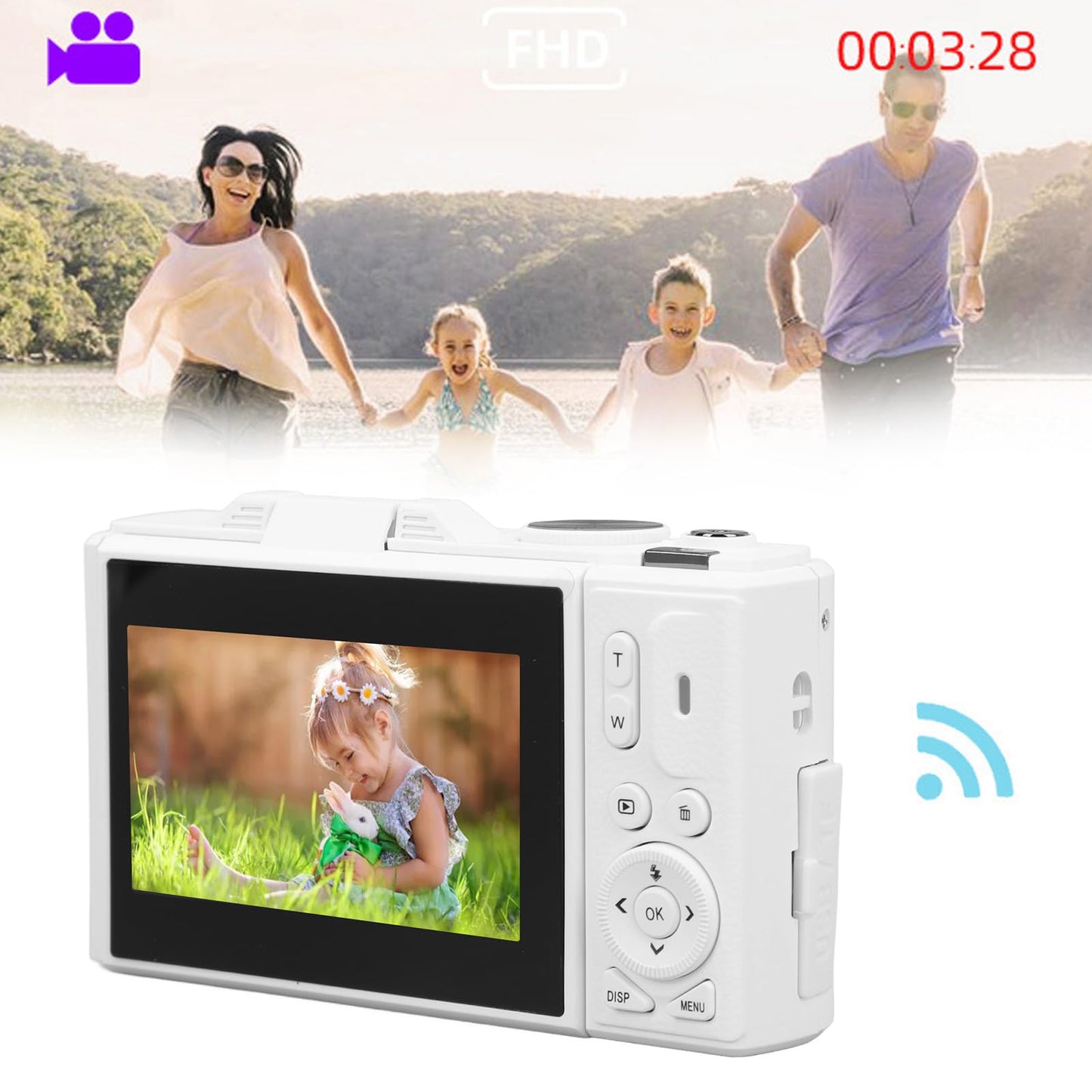 Zunate Retro 64MP Digital Camera, Vintage 4K UHD Vlogging Camera with 18X Zoom, Autofocus, 3 Inch Flip Screen for Travel Photography Vlogging (White), Zunateyk6vg30wnx-11