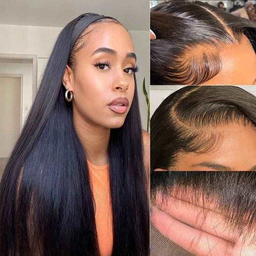 MISSJOLIE 13x6 Lace Front Wigs Human Hair Straight Lace Front Wigs Human Hair 150% Density Glueless Wigs Human Hair Pre Plucked with Baby Hair Natural Hairline (22 Inch, Natural color)