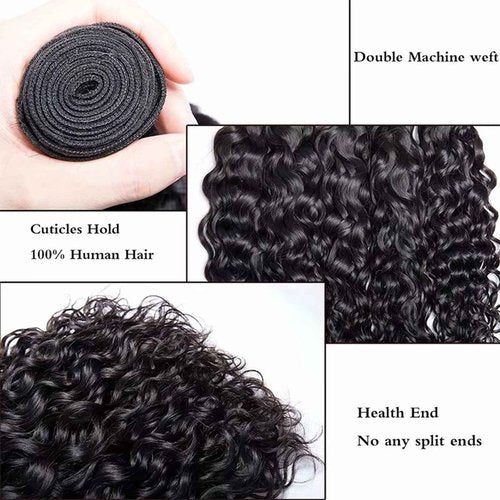 SHWAIR Burmese Water Wave Bundles 10A Burmese Curly bundles 16 18 20 Inch 100% Unprocessed Deep Human Hair 3 Bundles Water Wave Hair Extensions kinky Curly Weft Natural Color for Black Women
