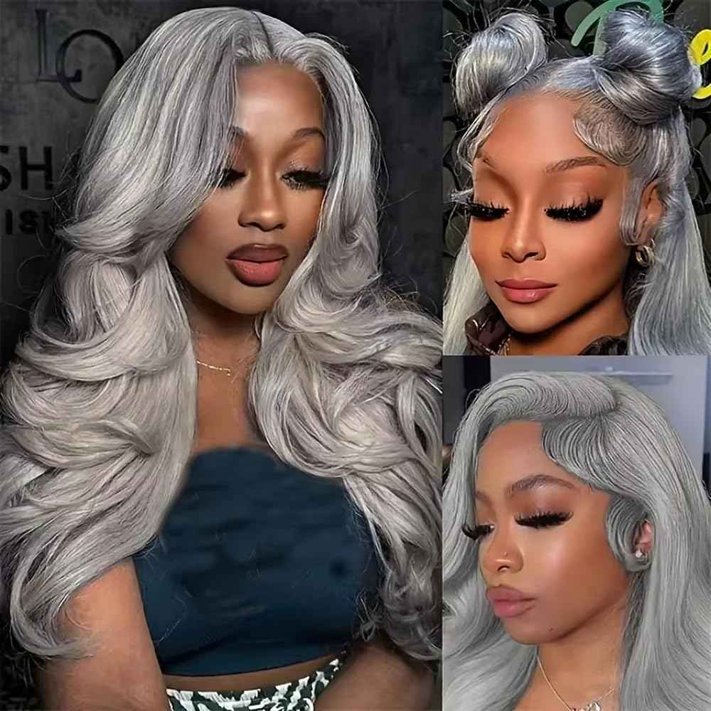 Giginger Sliver Grey Human Hair Bundles 20 22 24 inch Body Wave Human Hair Bundles Sliver Grey 100% Unprocessed Raw Quick Weave Hair for Black Women
