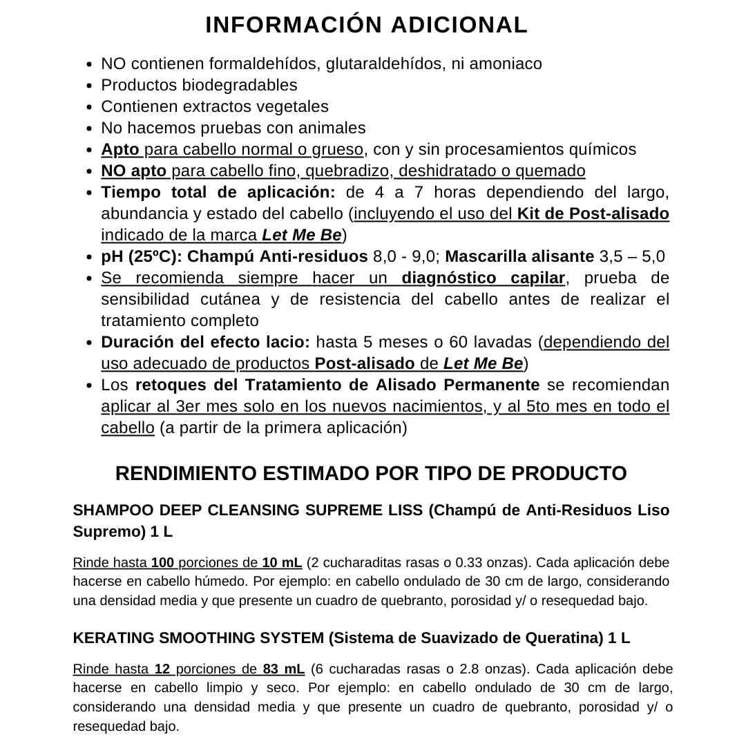 Let Me Be Keratin Hair Kit – Progressive Supreme Mask & Deep Cleansing Shampoo 2x1L (33.8 fl oz) – Frizz Control, Intense Shine – Professional Smoothing System for All Hair Types