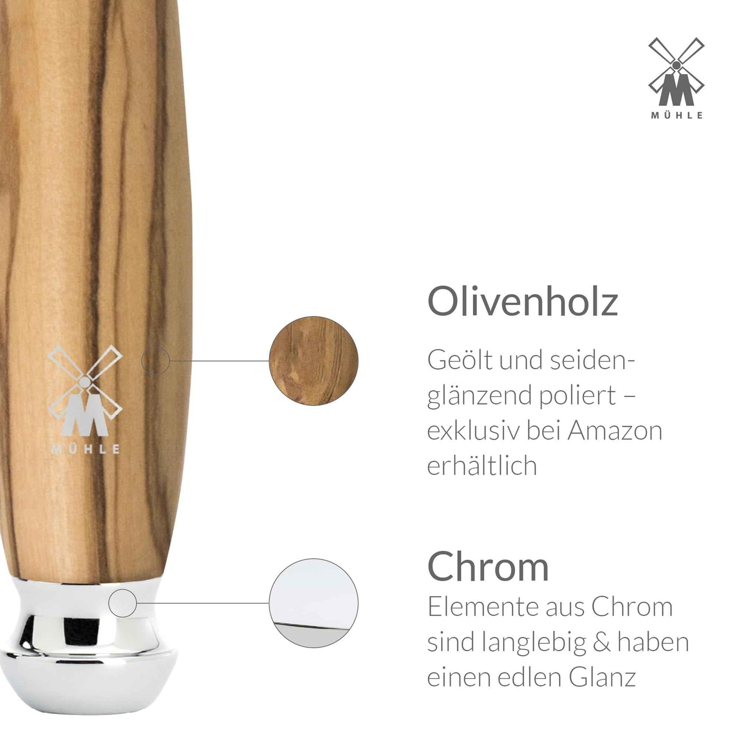 MÜHLE VIVO Olive Wood Closed Comb Safety Razor - Clean Shaving, Modern Design