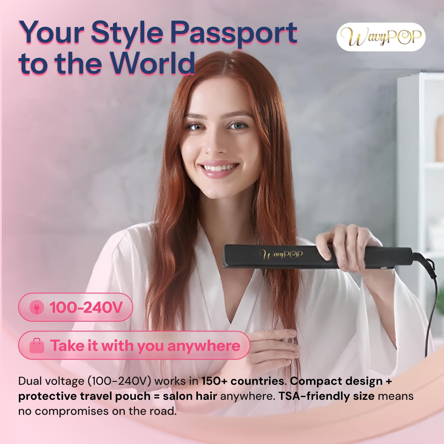 2 in 1 Professional Dual-Voltage Titanium Flat Iron Hair Straightener | up to 480°F | 10s Heat-Up | Straightening Iron & Hair Curling Wand 1.75" with Ceramic MCH Fast Heat, Auto Shut Off