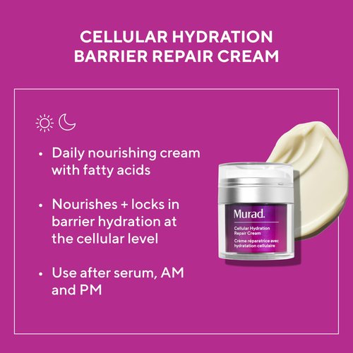 Murad Cellular Hydration Barrier Repair Cream – Face Moisturizer with Bilberry, Omega Fatty Acids, and Soothing Allantoin for Dry Flaky Skin, Restoring Bounce, Smoothness and Radiance – 1.7 Fl Oz