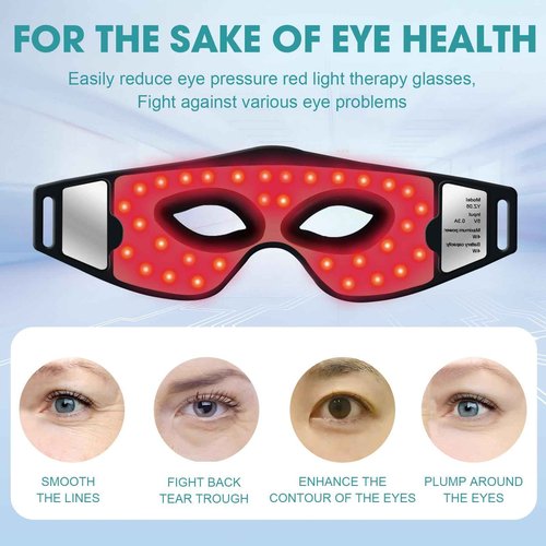 Red Light Therapy for Eyes, 5 Modes LED Eye Mask for Skin Rejuvenation, Anti-Aging, Boost Collagen, Under Eye Red Light Therapy Device for Dark Circles, EyeBags, Wrinkles