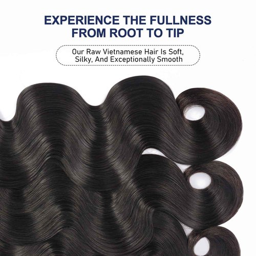 VQQSWAN Raw Bundles Human Hair Body Wave, Bleachable & Dyeable, No Shedding, No Tangles, 15A Raw Vietnamese Hair Bundles, 18 Inch, 3X Longer Lifespan