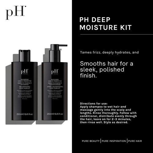 pH PURE HAIR Smoothing Duo - Anti-Frizz Shampoo and Conditioner Set - Sulfate-Free Hydrating Shampoo Conditioner for Dry Hair & Curly Hair - Soft, Healthy, Manageable Locks - 8.45 oz each