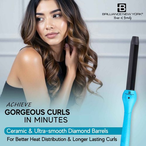 Brilliance New York - Trio Flat and Curling Irons Set: 1.25" Diamond and Ceramic Flat Iron + 1/2" Mini Diamond Flat Iron + 1" Clipless Curling Iron, Black