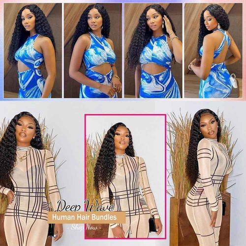 12A Deep Wave Human Hair Bundles 16 18 20 Inch Curly Bundles Human Hair 100% Unprocessed Brazilian Virgin Hair Deep Wave 3 Bundles Double Strong Weft Glossy Hair Bundles Natural Color Soft