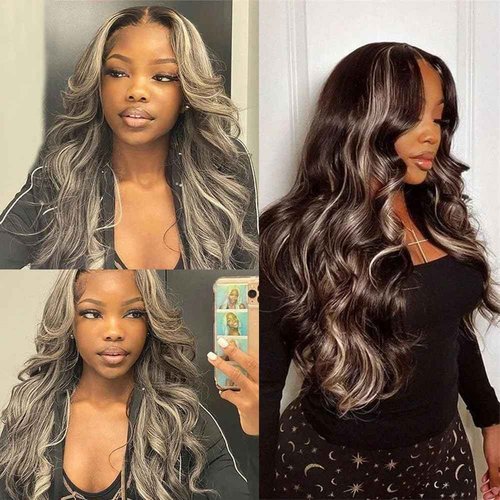 Condescension P4/Grey Human Hair Bundles 18 20 22 inch Body Wave Wave Human Hair Bundles Highlight Chocolate Grey Unprocessed Soft Sewn In Hair with Double Weft for Black Women