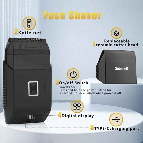 Beatslm Beard Trimmer for Men, Groin & Body Hair Trimmer, Electric Shaver, Nose & Ear Hair Clippers, 4 in 1 Men's Grooming Kit, Waterproof Wet/Dry Groomer with Travel Case, LED Display