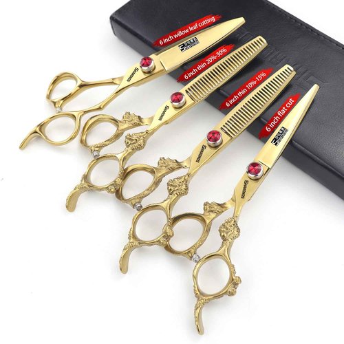 5.5/6 /7 Inch Purple Dragon Knight Professional Japanese Hair Scissors Barber Scissors Set (6 inch 4pc)