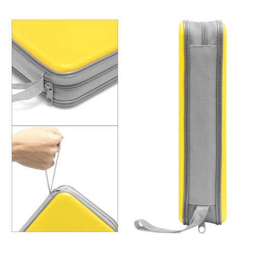 CD Case, Siveit DVD Case Holder 96 Capacity Hard Plastic CD DVD Disc Cases Storage Binder Wallet for Car Home Office Travel (Yellow)