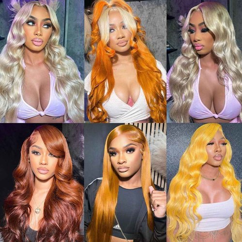 MMFZPHEIR 613 Lace Front Wig Human Hair 180 Density 13x4 Body Wave HD Transparent Lace Front Wigs Blonde Wig Glueless Wigs Pre Plucked Pre Cut With Natural Hairline 22 Inch