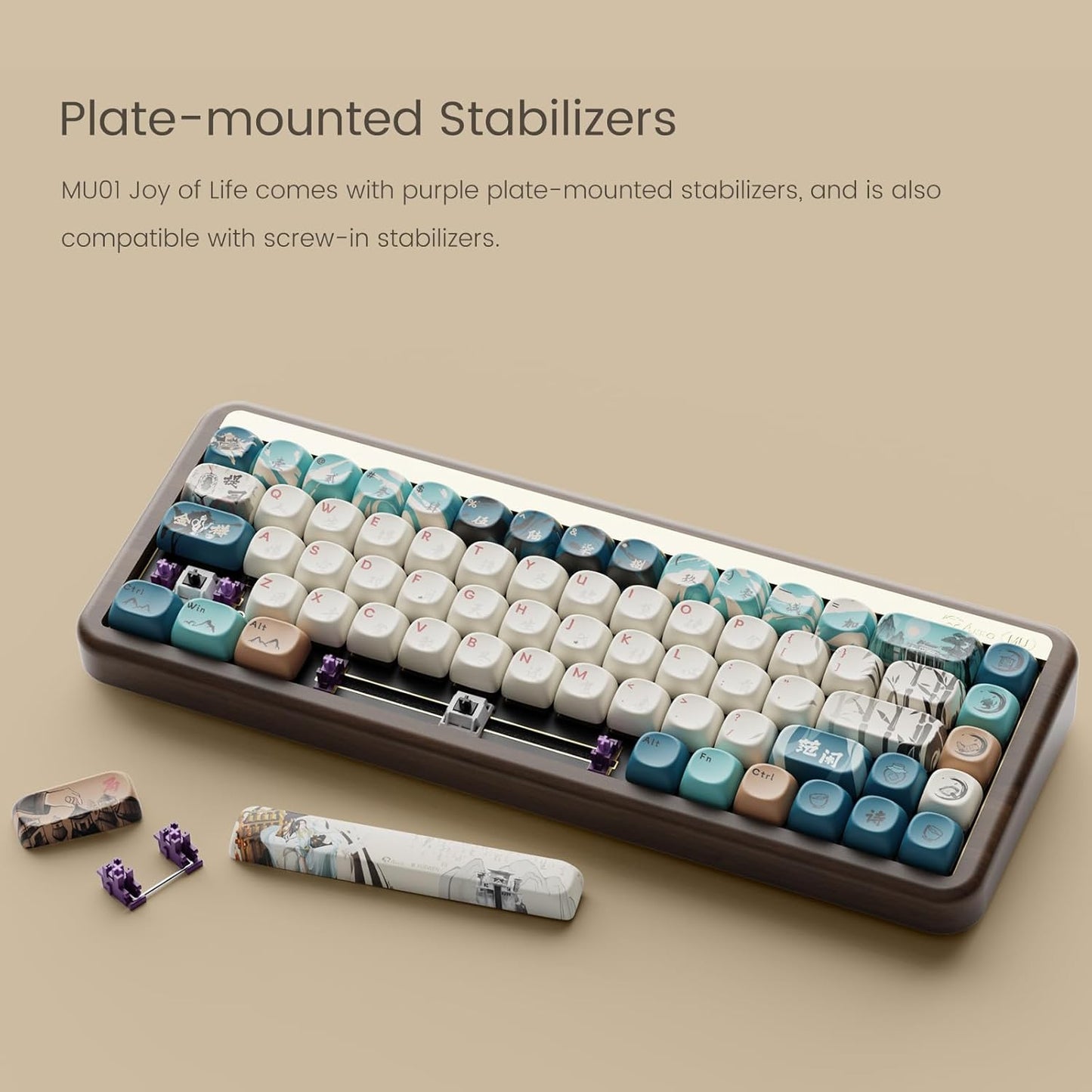 Akko Mechanical Gaming Keyboard with Walnut Wooden Case, MU01 Autumn 65% 68-Key RGB 2.4G Wireless/Bluetooth/Wired Hot-swappable Keyboard with PBT Dye-Sub Keycaps for Mac & Win