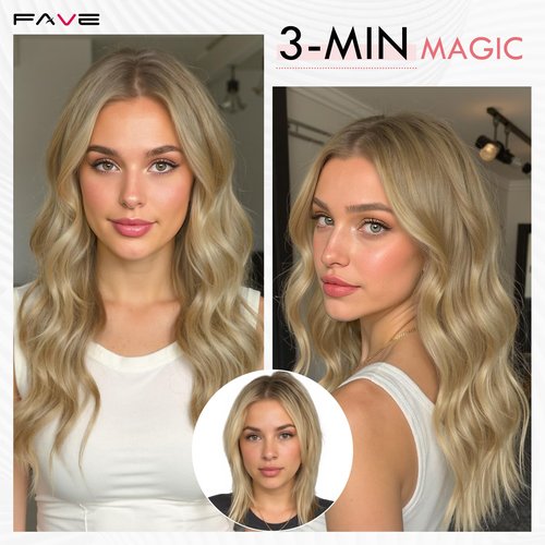 FAVE 16 Inch Human Hair Clip in Extensions 110g Blonde Hair Extensions Seamless & Invisible Highlight Clip in Hair Extensions for Volume & Length