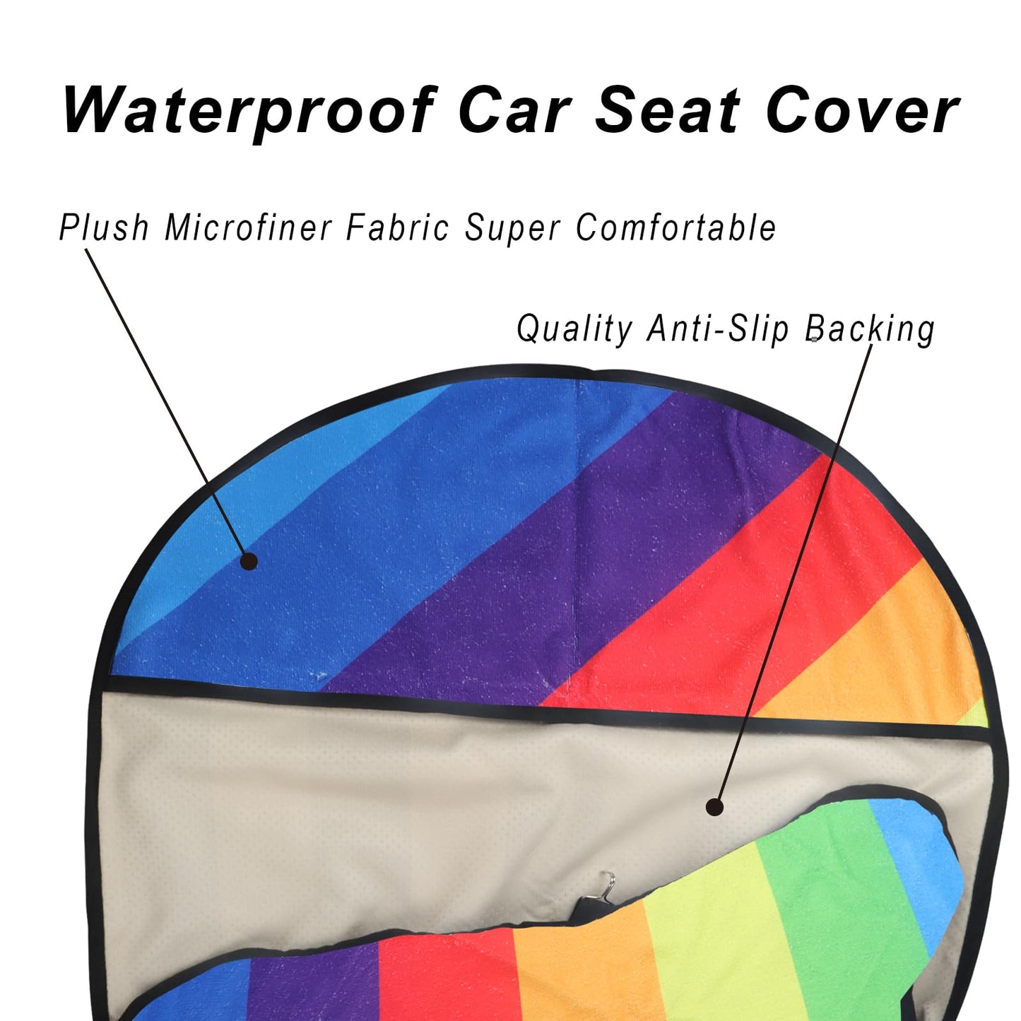 LoyaGour Car Seat Cover Protector Front Seats,for Gym Workout,Running,Swimming,Beach and Hiking,Waterproof Sweat Towel Bucket Seat Covers for Cars SUV Trucks (Rainbow, 1Pcs)