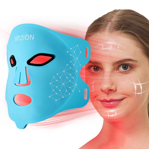 MTZION Led Face Mask Light Therapy- 4 Moeds Near-Infrared Light Therapy for Face,Red Light Therapy Mask with Timing Function,Red Light Therapy at Home with Remote