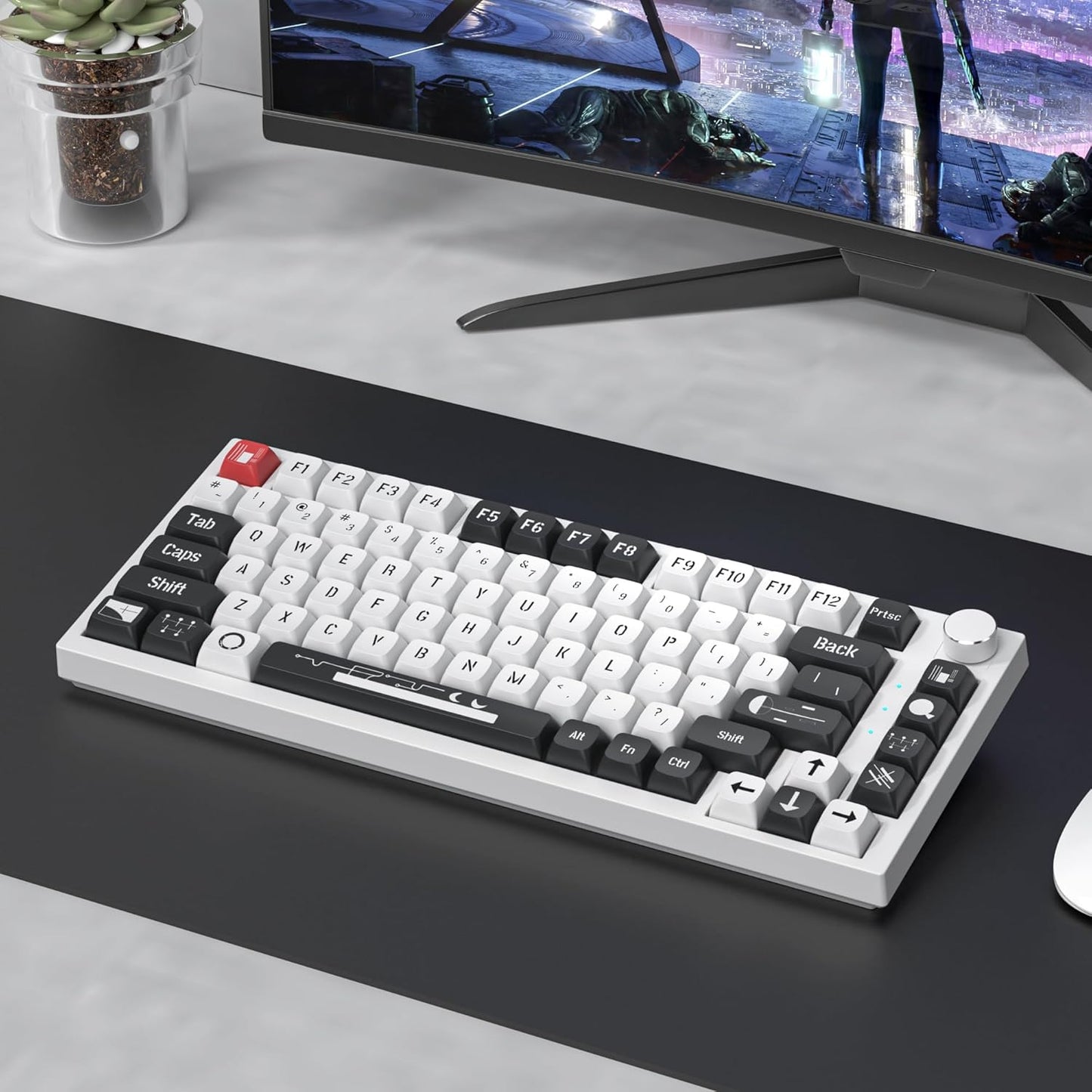 140 Keys Gradient Keycaps Side Printed Keycap Set Cherry Profile PBT Keycaps Double Shot Shine Through Custom Keycaps for Mechanical Gaming Keyboards(Minutest Dust)
