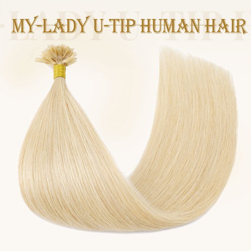 MY-LADY U Tip Hair Extensions Human Remy Platinum Blonde 22 Inch 50G 50Strands Keratin Bond Fusion K Tip Hair Extension