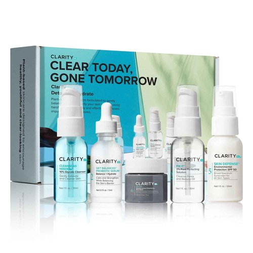 ClarityRx Clear Today Gone Tomorrow Skincare Kit, 5-Piece Plant-Based Set for Acne-Prone Skin