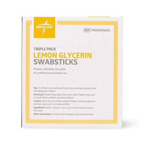 Medline Lemon Glycerin Swabsticks, Swabs for Dry Mouth, 750 Count