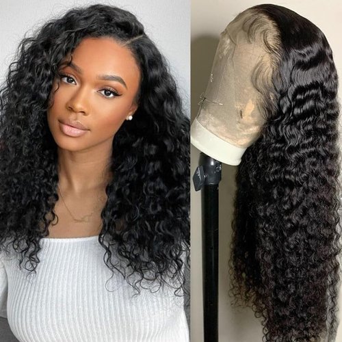RENUS 16 Inch Short Bob Wigs 13x4 Deep Wave Bob Wig Human Hair 220% Density Deep Curly 100% Virgin Human Hair Pre Plucked Wet and Wavy Glueless Transparent Lace Frontal Wig for Women Natural Hairline