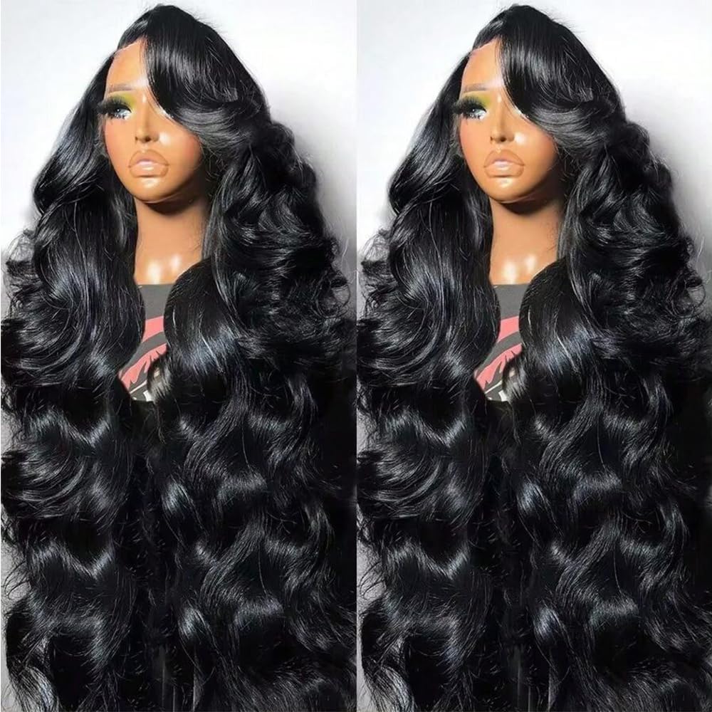 13x6 Lace Front Wigs Human Hair Brazilian Glueless Wigs Human Hair Pre Plucked with Baby Hair Body Wave Lace Front Wigs for Black Women 200 Density HD Lace Frontal Wigs with Elastic Band 22 Inch