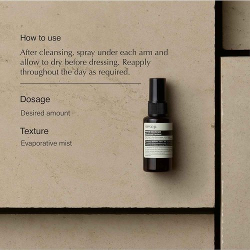 Aesop Herbal Deodorant Spray | Aluminum Free | Deodorant Reduces + Masks Underarm Odor | Sage Leaf, Zinc Ricinoleate, Witch Hazel | 1.7 oz / 50mL (Pack of 2)