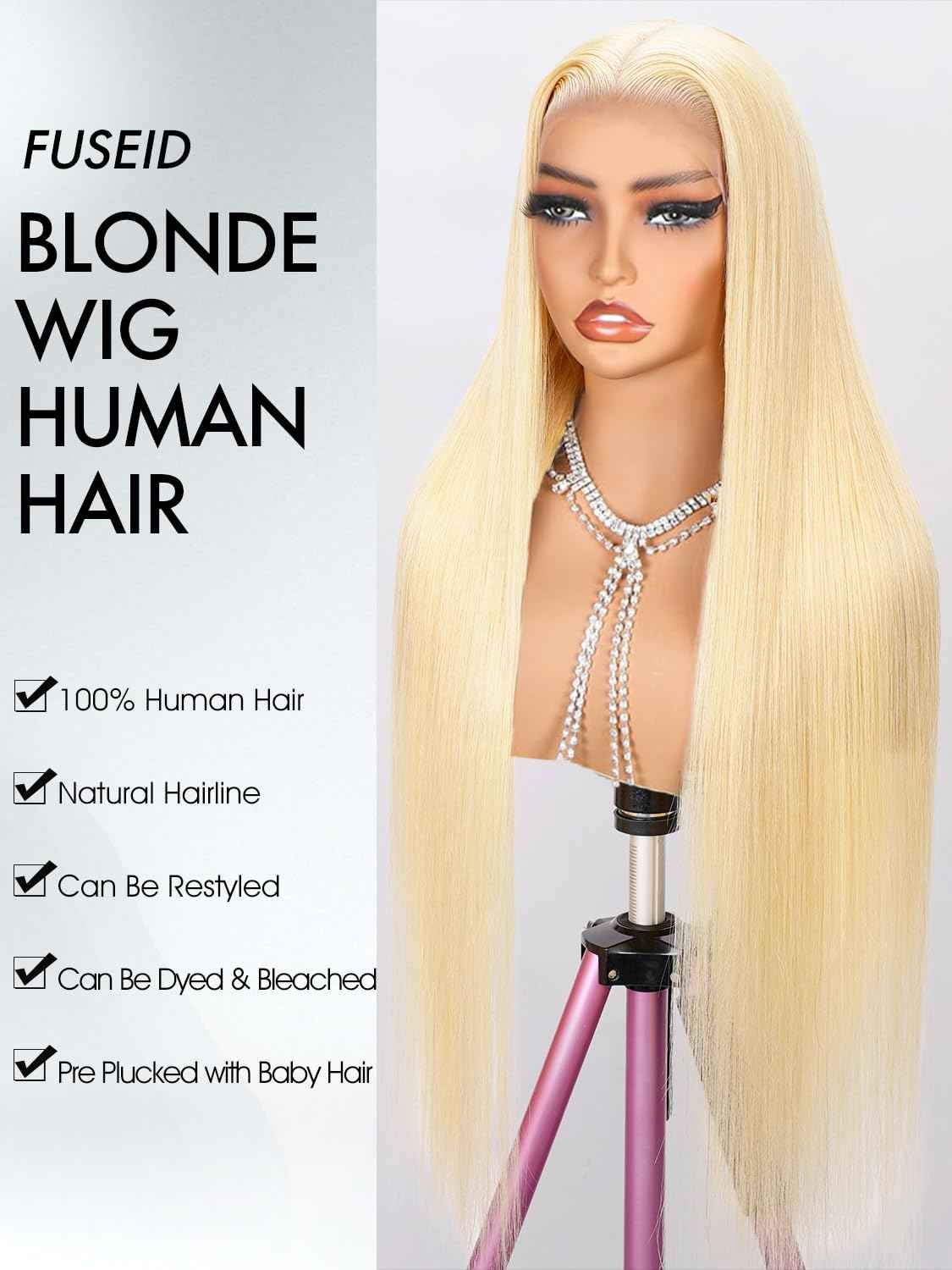 30 Inch 613 Lace Front Wig Human Hair 200% Density Blonde Wig Human Hair 613 Straight 13x4 HD Transparent Lace Front Wigs Human Hair Pre Plucked Glueless human hair wig for Women